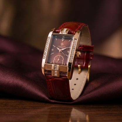 Montclair Burgundy Red Crystal Quartz Watch
