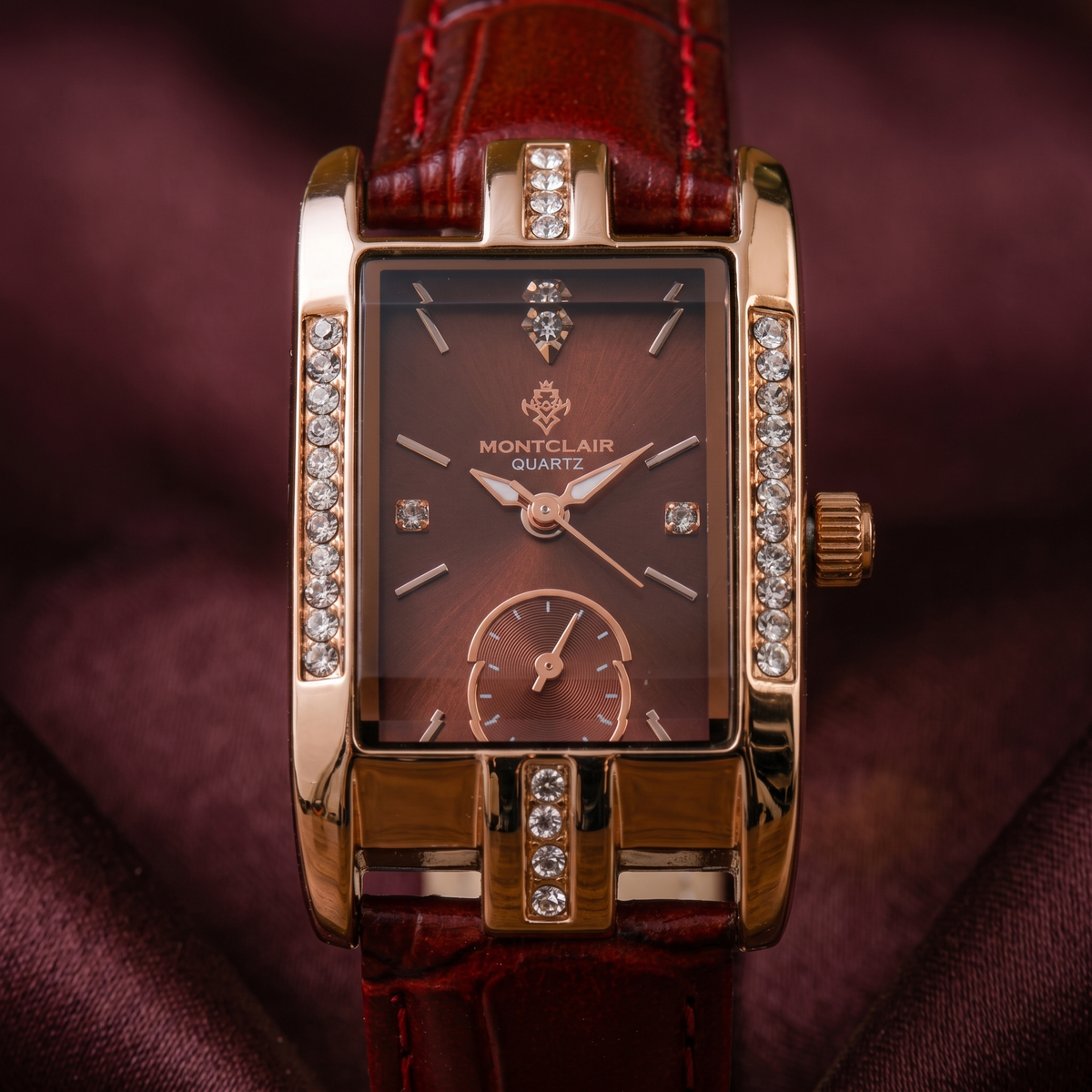 Montclair Burgundy Red Crystal Quartz Watch
