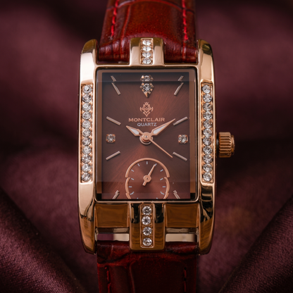 Montclair Burgundy Red Crystal Quartz Watch